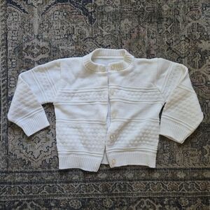 Vintage Baby Cozy White Knit Button Up Cardigan